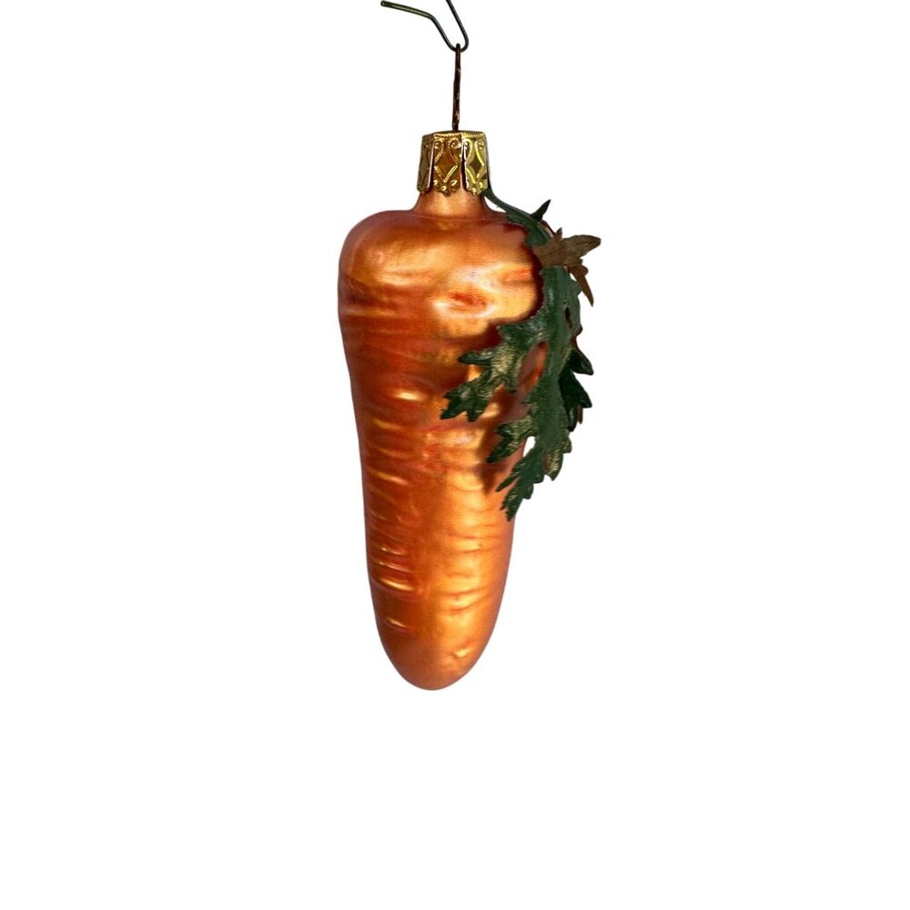 Inge Glass Heirloom Carrot Ornament Hand Blown Glass Germany 4.5" Star Cap - Picture 3 of 4